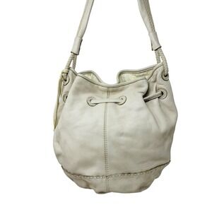The SAK Leather Bag Purse Hobo Drawstring Beige Bag Tote‎ Snap